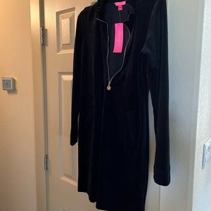 NWT new Lilly Pulitzer velvet skipper ruffle dress black onyx small S